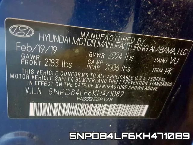 5NPD84LF6KH471089 фото 2