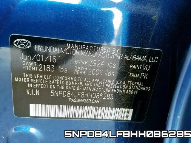 5NPD84LF8HH086285 фото 2