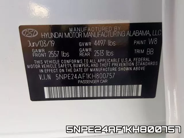 5NPE24AF1KH800757 фото 2