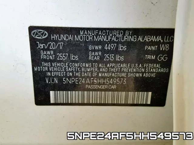 5NPE24AF5HH549573 фото 2