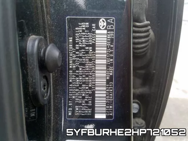 5YFBURHE2HP721052 фото 2