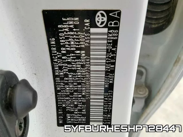 5YFBURHE5HP728447 фото 2
