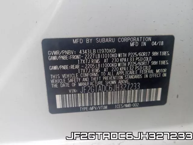 JF2GTADC6JH327233 фото 2