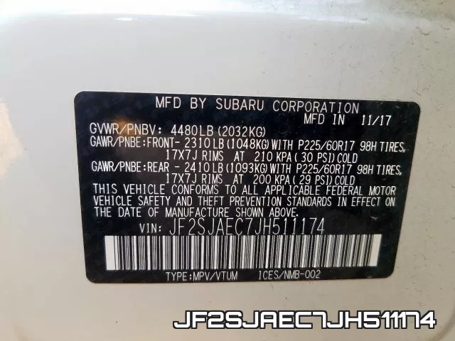 JF2SJAEC7JH511174 фото 2