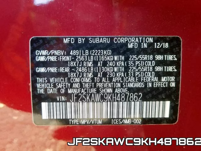 JF2SKAWC9KH487862 фото 2