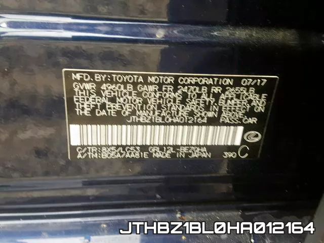 JTHBZ1BL0HA012164 фото 2