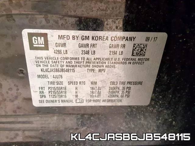 KL4CJASB6JB548115 фото 2