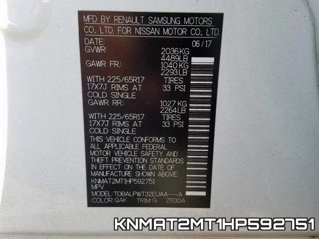 KNMAT2MT1HP592751 фото 2