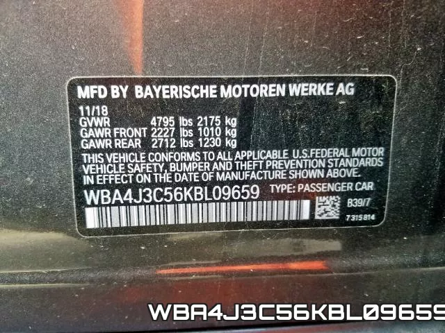 WBA4J3C56KBL09659 фото 2