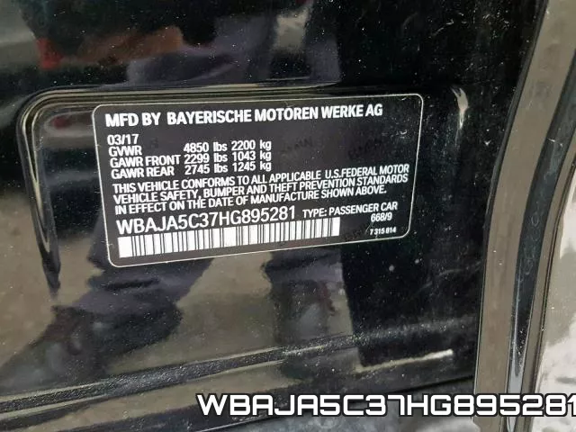 WBAJA5C37HG895281 фото 2