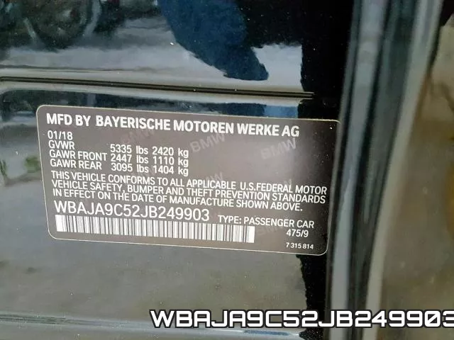 WBAJA9C52JB249903 фото 2