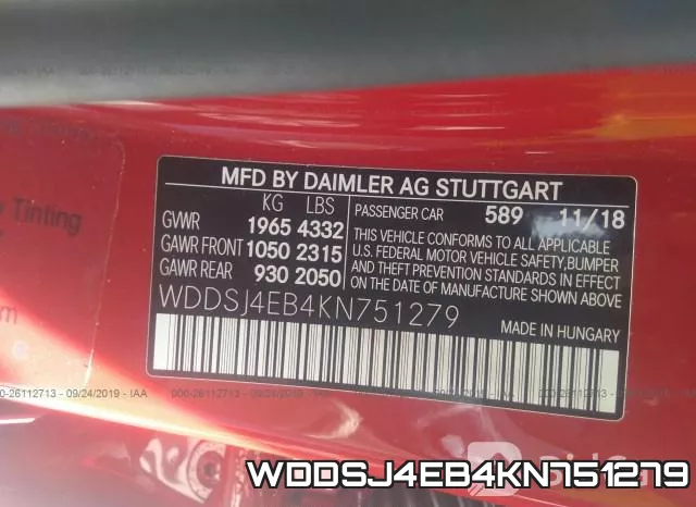WDDSJ4EB4KN751279 фото 10