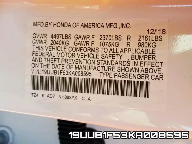 19UUB1F53KA008595 фото 2