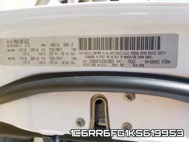 1C6RR6FG1KS619953 фото 2