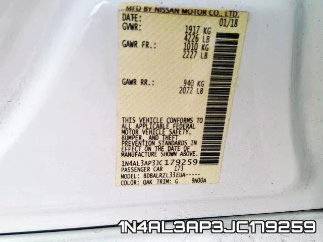 1N4AL3AP3JC179259 фото 2