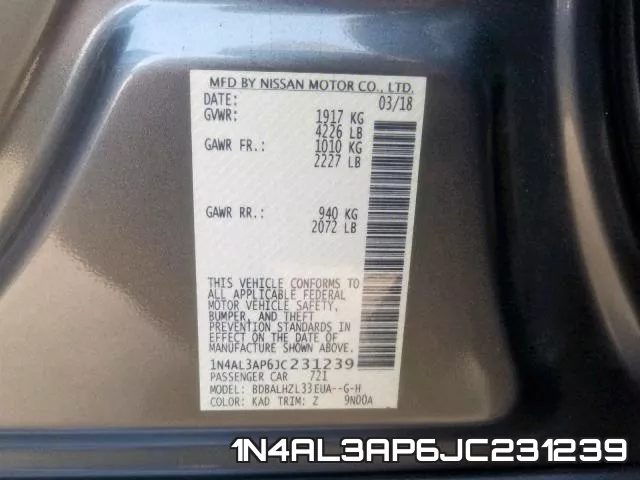 1N4AL3AP6JC231239 фото 2