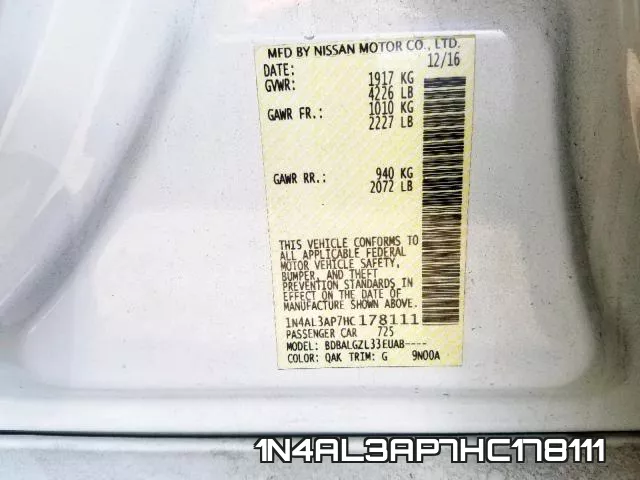 1N4AL3AP7HC178111 фото 2