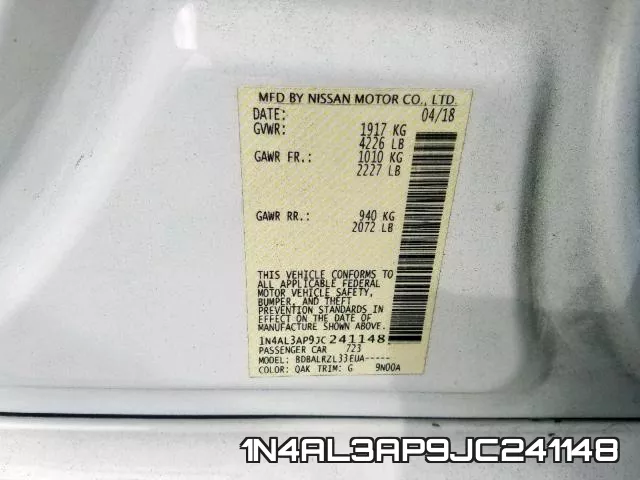 1N4AL3AP9JC241148 фото 2