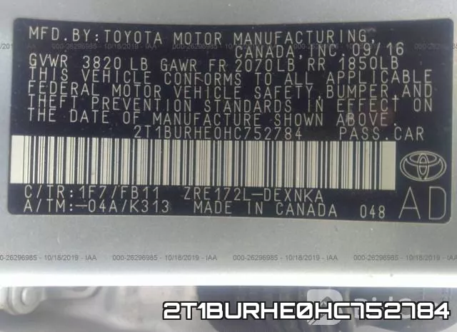 2T1BURHE0HC752784 фото 10