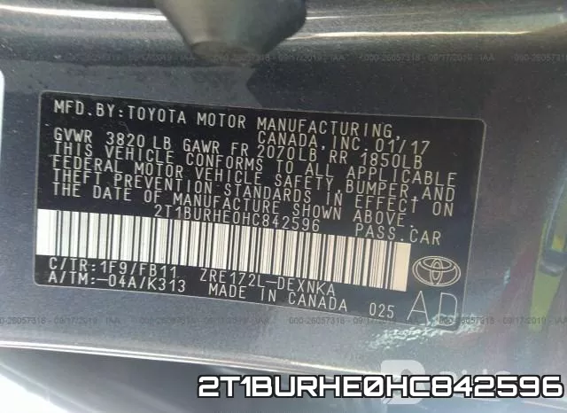2T1BURHE0HC842596 фото 8