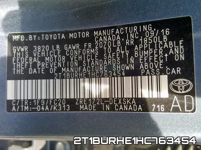2T1BURHE1HC763454 фото 2
