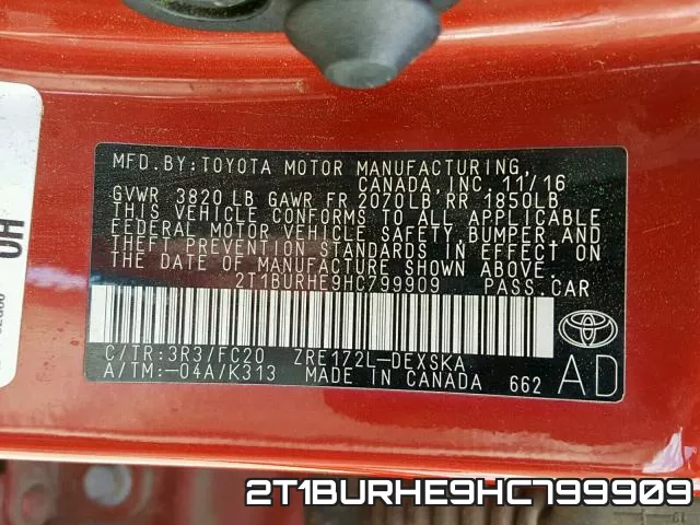 2T1BURHE9HC799909 фото 2