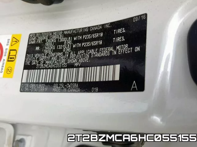 2T2BZMCA6HC055155 фото 2