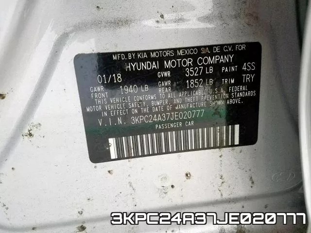 3KPC24A37JE020777 фото 2