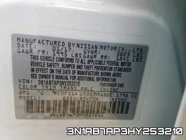 3N1AB7AP3HY253210 фото 2