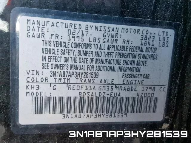 3N1AB7AP3HY281539 фото 2