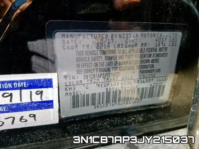 3N1CB7AP3JY215037 фото 2