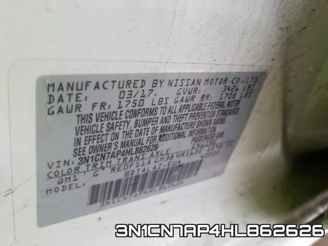 3N1CN7AP4HL862626 фото 2