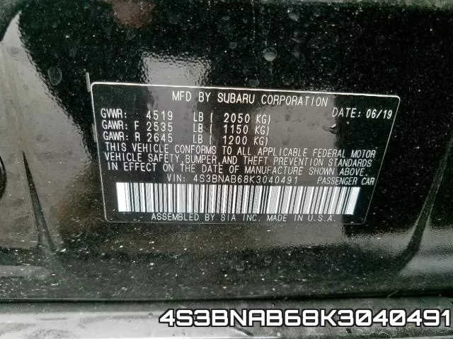 4S3BNAB68K3040491 фото 2
