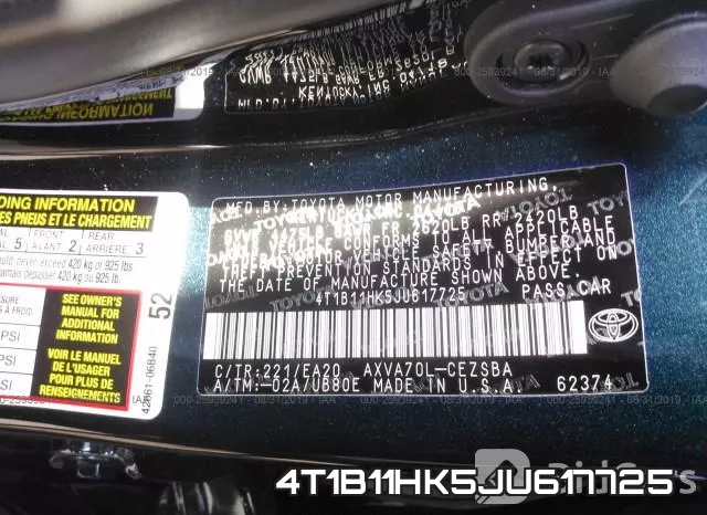 4T1B11HK5JU617725 фото 10