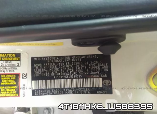 4T1B11HK6JU588395 фото 9