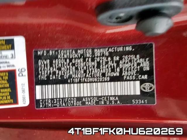 4T1BF1FK0HU620269 фото 2