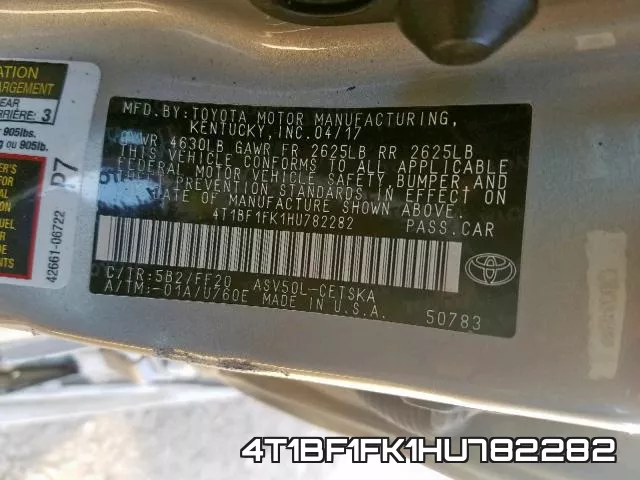 4T1BF1FK1HU782282 фото 2
