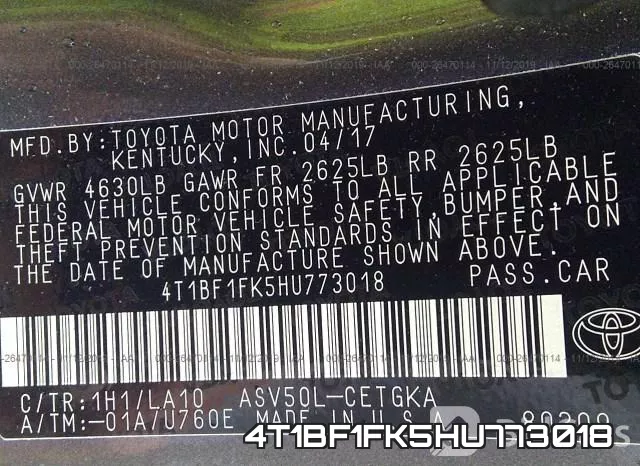 4T1BF1FK5HU773018 фото 10