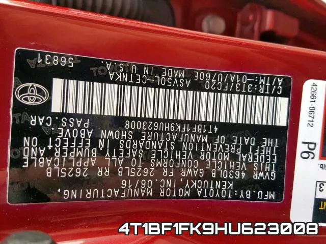 4T1BF1FK9HU623008 фото 2