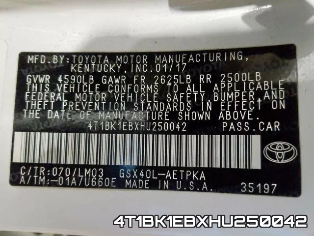 4T1BK1EBXHU250042 фото 2