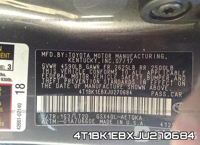 4T1BK1EBXJU270684 фото 10