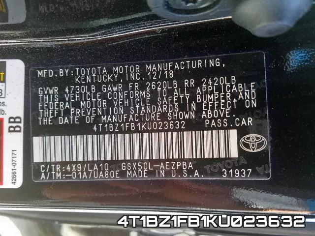 4T1BZ1FB1KU023632 фото 2