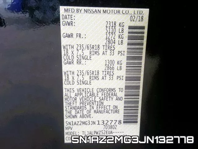 5N1AZ2MG3JN132778 фото 2