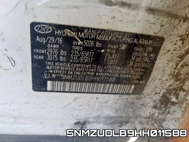 5NMZUDLB9HH011588 фото 2