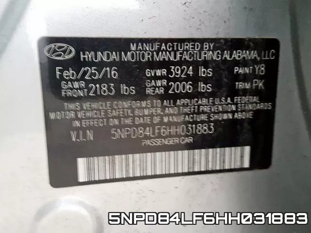 5NPD84LF6HH031883 фото 2