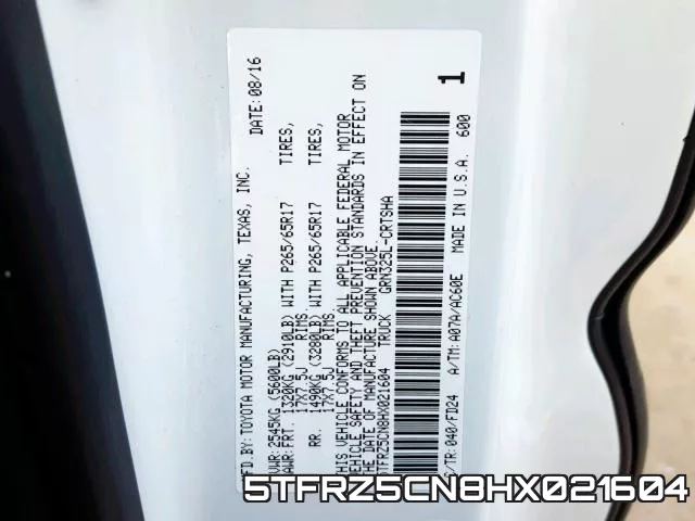 5TFRZ5CN8HX021604 фото 2