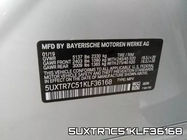 5UXTR7C51KLF36168 фото 2