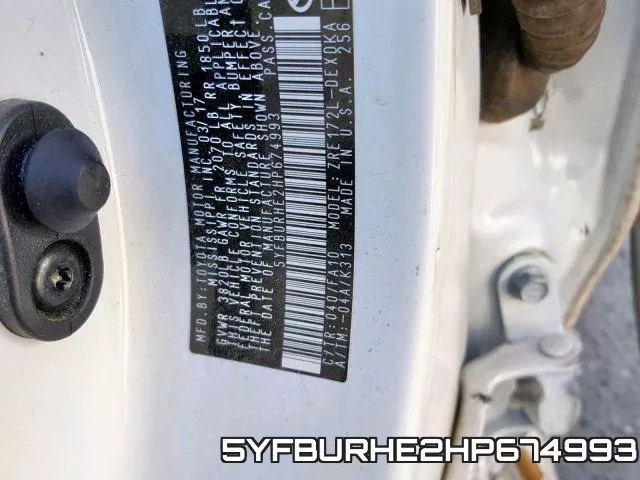 5YFBURHE2HP674993 фото 2