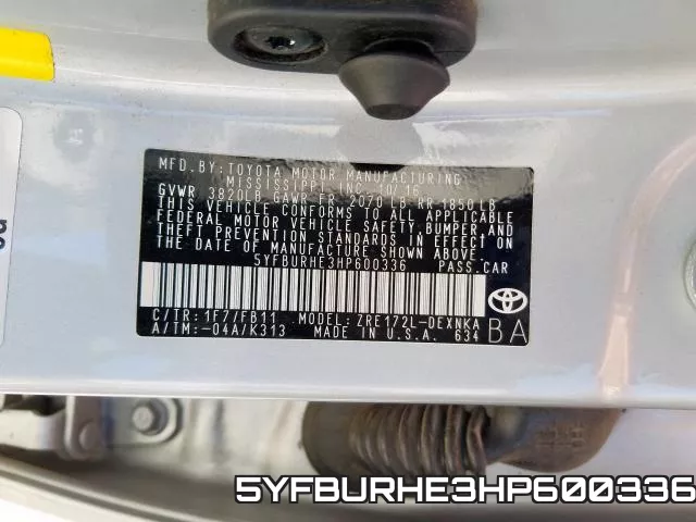 5YFBURHE3HP600336 фото 2