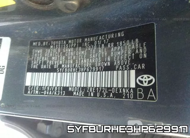 5YFBURHE3HP629917 фото 8